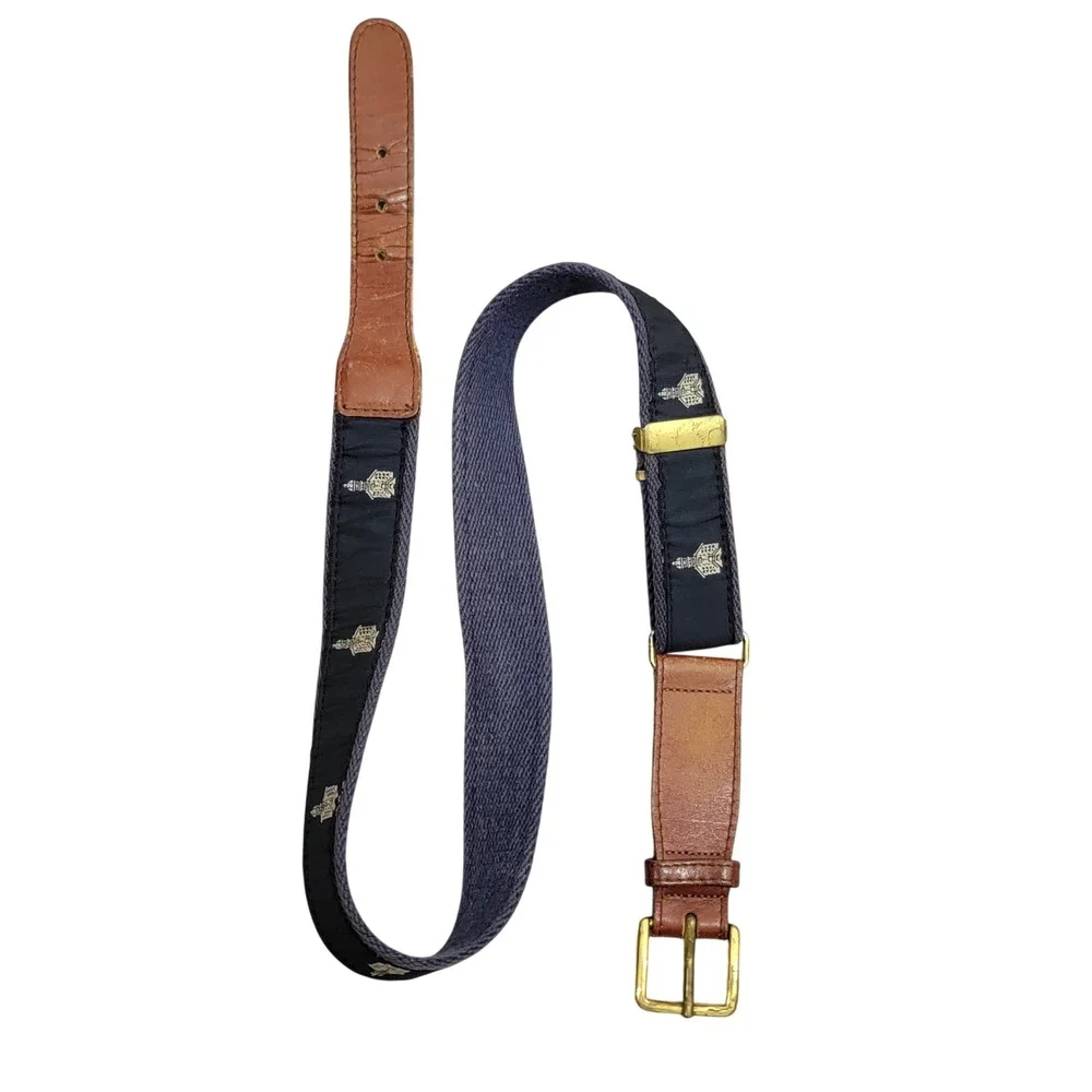 VTG Pintail Mens‎ Belt Boston Old State House Navy Brass adjustable 30-34 USA
